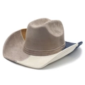 Cappello da cowboy retrò in pelle scamosciata patchwork a tesa larga per uomo e donna - M(56-58cm) / Patchwork Grigio