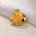 Goldener Fisch-Anhänger mit orangen Streifen für DIY-Schmuck Meerestier-Design - Gelb Gestreifter Fisch Stil (A0170)