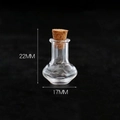Miniature glass wish bottle with cork stopper, measuring 22mm by 17mm, on black background - Transparent Vase Shape Bottle + Cork