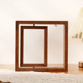 Cadre photo rotatif en bois de noyer foncé pour souvenir d'animaux, style rétro - Brun Rétro Vertical-6 Pouces Sans Lumière