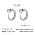 Detail view of silver stainless steel snake hoop earrings with dimensions and weight - Silver (YYE025121-P)