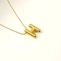 Puffy style 3D initial H pendant necklace in gold-plated stainless steel with snake chain - Letter H(S-P062-H)