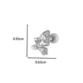 Silver butterfly cartilage stud earring with white cubic zirconia and size dimensions - Bead Butterfly - Silver (8# Silver)