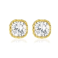 Französischer Luxus-Blumenohrringe mit klaren quadratischen Kristallen und Goldfassung - KC Gold 3047