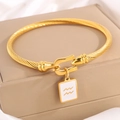 Goldenes Kabel-Armreif-Armband mit Wassermann-Sternzeichen-Anhänger in Emaille - Gold Wassermann