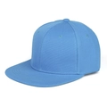 Detail of light blue snapback cap showing cotton twill fabric texture and embroidery eyelets - Blue