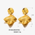 Golden irregular square stainless steel earrings with textured surface and 4.8cm height - Polished Large Irregular Earrings Set (ZN877)
