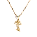 18k gold plated stainless steel necklace with hollow flower pendant birthday month style - March Gold