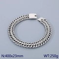 Polished silver stainless steel 23mm woven chain bracelet with secure plug-in clasp - Steel (40cm)(KN286227-KJX)