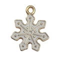 Ciondolo natalizio a fiocco di neve in smalto bianco e oro per creazione gioielli - Fiocco di Neve Bianco (14288) / 1 Pezzo (17x20mm) / Bianco