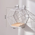 White hexagonal Nordic wall shelf with wooden base and dimensions 16.5x14.5x9.5cm - Small / White
