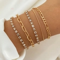 Parure de 5 bracelets dorés avec chaîne tennis en strass, serpent et trombones - HS596-20 Or Strass Ensemble 5pcs