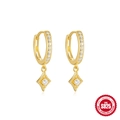 Elegante goldene S925 Silber Creolen mit rautenförmigen Zirkonia-Anhängern für Damen - Geometrischer Rautenanhänger-Stil (Gold#1) / 925er Silber