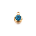 6mm gold-finished stainless steel charm featuring a round blue sapphire birthstone - Blue - Gold