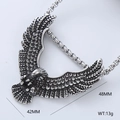 Hip hop men's stainless steel eagle pendant necklace with vintage silver carving finish - Rugged Silver Eagle (Style 19)