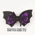 Détail d'une pince à cheveux chauve-souris avec ruban violet et dimensions du produit - Violet 2