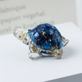 Cute crystal turtle figurine with blue shards and gold foil accents for home decor - 56 Dark Blue Shell + Gold Foil