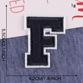 Letter F embroidery patch in navy blue with white border for clothing accessories - Letter F / Navy Blue