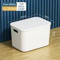 White 25L plastic storage box with lid and handles for home organization - XXL (36.5x26x24cm) / White
