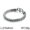 Bracciale a catena a spiga in acciaio inox argento con fibbia a U, 215x6mm - Colore Acciaio (KB117771-KFC) / 19.5cm