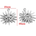 Silver stainless steel sun face charms in 25mm and 30mm sizes for DIY jewelry making - Style G / Steel