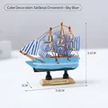 Petit voilier décoratif en bois bleu ciel 9,8cm pour décoration de table et gâteau - Décoration de Gâteau 10cm Bleu Ciel