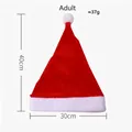 Classic red felt Santa hat for adults with 40x30cm size measurements and white pompom - Short Plush Adult Hat Red