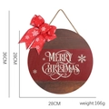 28cm round wooden Merry Christmas door sign with red bow and snowflake hanging ornaments - Style N (Wood Grain Red Ribbon Merry)