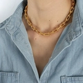 Bracciale a catena con maglie a U in acciaio inossidabile placcato oro 18k con sfere - Collana Oro