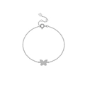 Minimalist S925 sterling silver butterfly bracelet with shimmering zircon pavé stones - 925 Silver / Platinum
