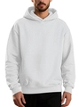 Men's white long sleeve hoodie with unique textured diamond knit fabric detail - S / White