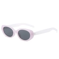 Klassische ovale Sonnenbrille mit lavendelfarbenem Rahmen und weißen Bügeln - Rosa Rahmen Dunkelgraue Gläser