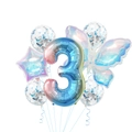 Colorful butterfly balloon set with gradient number 3 for birthday party decoration - Colorful Butterfly Set 3