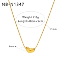 Gold stainless steel necklace with small heart pendant and specific measurements info - Simple Heart Pendant Style (NB-N1347)