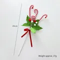 Christmas tree pick with 45cm candy canes, berries, and velvet bow ornaments - Leaf Style Christmas Pick