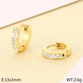 Chic golden stainless steel hoop earrings with white zircon inlay and clasp closure - Single Row Gold (KE112932-GC)