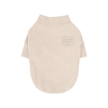 Beige dog t-shirt with bear patch and slogan, warm autumn base layer for small pets - S / Beige