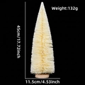 Mini cream sisal Christmas tree with wood base and size specifications on black background - No Packaging / 45CM White