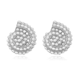 Detail of 18K gold-plated shell-shaped earrings with micro-set white pearls - Style C: White Gold
