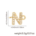 18k gold plated letter N zircon pendant connector for DIY jewelry making 0.8cm - Letter N