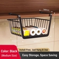 Retractable black metal under-shelf storage basket in medium size for kitchen cabinets - Simple Medium Size / Black
