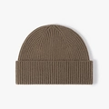 Thick ribbed knit wool beanie for large head sizes in coffee brown, winter warm style - One Size / Coffee