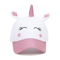 Kids unicorn baseball cap in pink and white with cute 3D ears and horn detail - Pink White 3D Unicorn