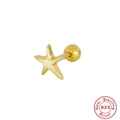 Minimalist 925 sterling silver star stud earring with secure screw back ball design - Gold Five-pointed Star