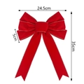 Detailed size specifications for red velvet Christmas bow with gold trim 24.5x35cm - Flocked 7-Loop Bow