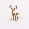 Elegant gold reindeer napkin ring with polished metal finish for festive table setting - Sika Deer