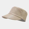 Detailed texture of beige PU leather equestrian visor hat with wide sun brim - Light Khaki