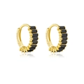 S925 sterling silver gold hoop earrings with black baguette-cut zircon stones - 925 Silver / 18K Gold Plated Black