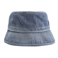Classic blue denim bucket hat with reinforced stitching and vintage washed finish - Light Color