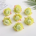Pale green silk rose heads with pink edges for wedding decor and floral walls - Dark Green